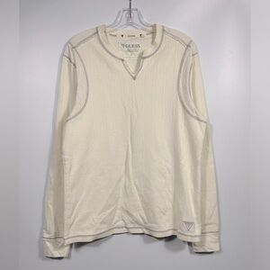 Guess Men’s Long Sleeved Cotton Shirt Cream Size XL